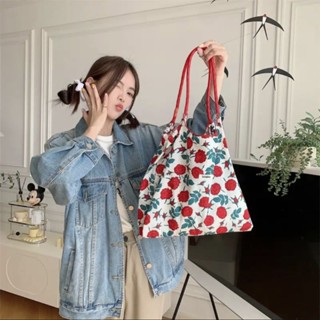 กระเป๋าสะพายลายดอกไม้ Tote Bag กระเป๋าสะพายไหล่ กระเป๋า jisoo flower กระเป๋าผ้า ลายดอก ถุงผ้า ถุงผ้าลายดอก