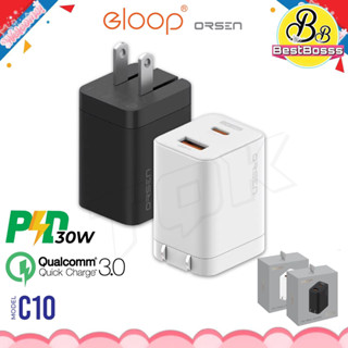 Eloop C10 หัวชาร์จเร็ว 2 พอร์ต USB +Type-C PD 30W QC 3.0 Adapter ชาร์จไว Notebook Laptop หัวชาร์จ