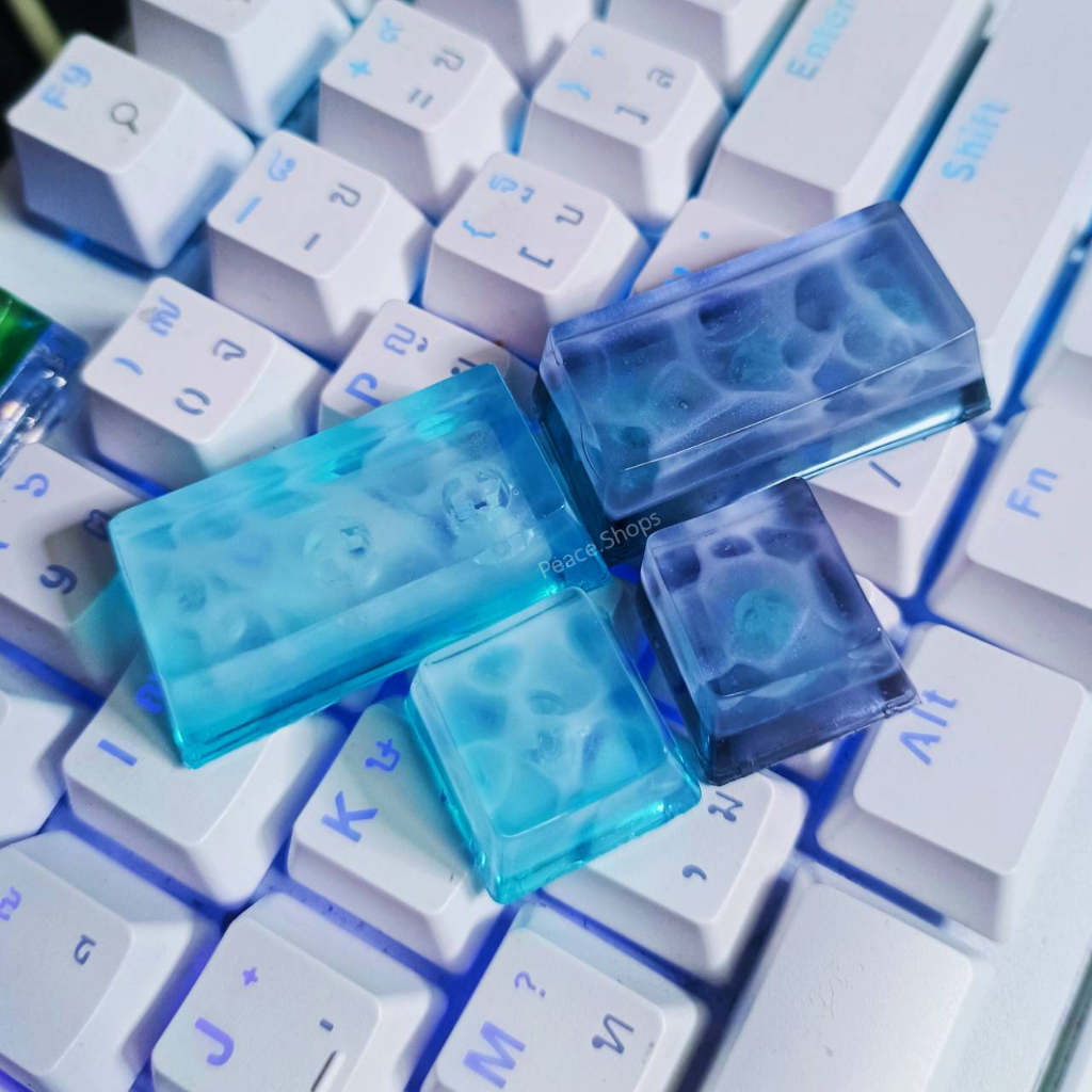 ปุ่มคีย์บอร์ดเรซิ่น (ลายน้ำทะเล) Keycap Mx Switch(สวิทช์ เชอรี่)ปุ่ม ...