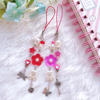 ｡✿*ﾟ Phone Strap ･✿.｡ สายคล้องมือถือดอกไม้ใส สินค้าส่งจากไทย🇹🇭 | Chanis Store ♡ สลับจี้ได้แจ้งทางแชท