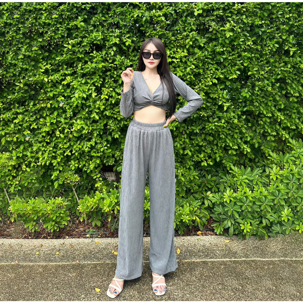 ชุดเซตผ้าเปลือกไม้ เสื้อแขนยาว+กางเกง (ชั้น2 C4) A1847 | Shopee Thailand