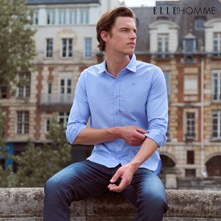 ELLE HOMME | เสื้อเชิ้ตแขนยาว คอปกเชิ้ต ทรง REGULAR ดูแลรักษาง่าย สวมใส่สบาย ระบายอากาศดี | W8B669