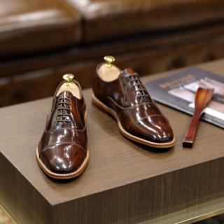 British รองเท้าออกซฟอร์ด Cap Toe Oxford (Dark Brown)