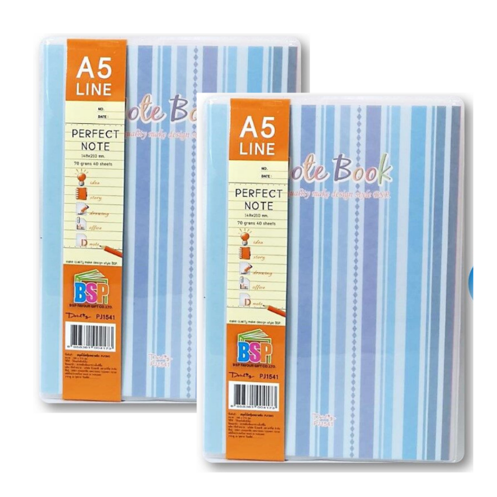 สมุดโน๊ตหุ้มพลาสติก A5 รุ่น PJ1541 ขนาด148*210 70แกรม 40 แผ่น เนื้อถนอม ...