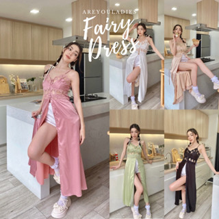 NO.332 FAIRY MAXIDRESS แมกซี่เดรสผ้าซาติน แต่งลูกไม้ สวยหรู