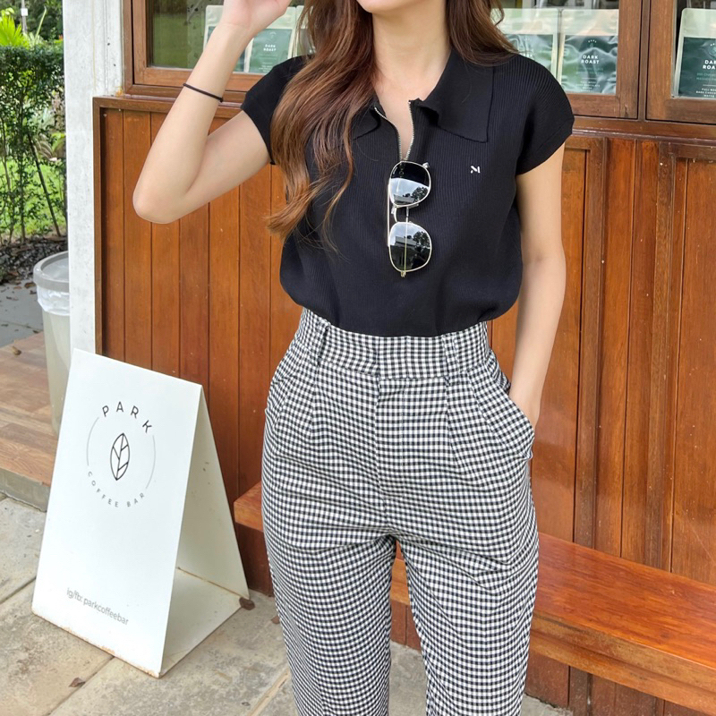 Butter Scott Pant กางเกงทรงบอย 7 ส่วน ลายสกอตน่ารัก | Shopee Thailand
