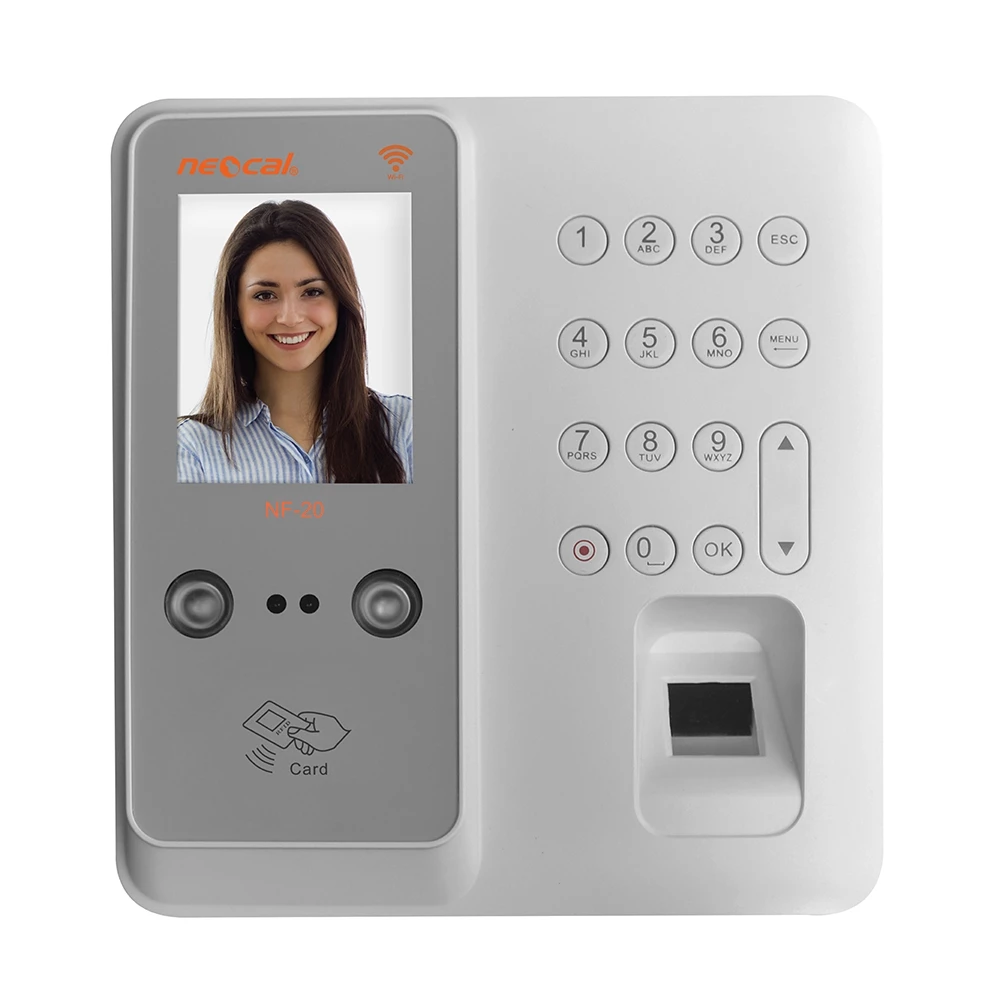 Neocal รุ่น NF-20 เครื่องสแกนใบหน้าและลายนิ้วมือ สีขาว รองรับ 1,000 ใบหน้า 3,000 ลายนิ้วมือ