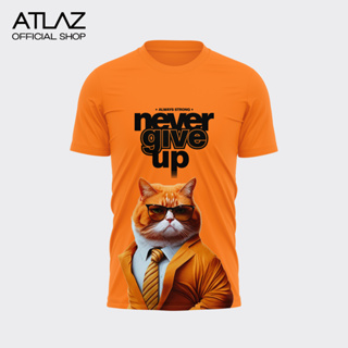 [กดติดตาม ลด7บ.] พร้อมส่ง เสื้อวิ่งพิมพ์ลายน้อนแมวส้มใส่สูท-สีส้ม