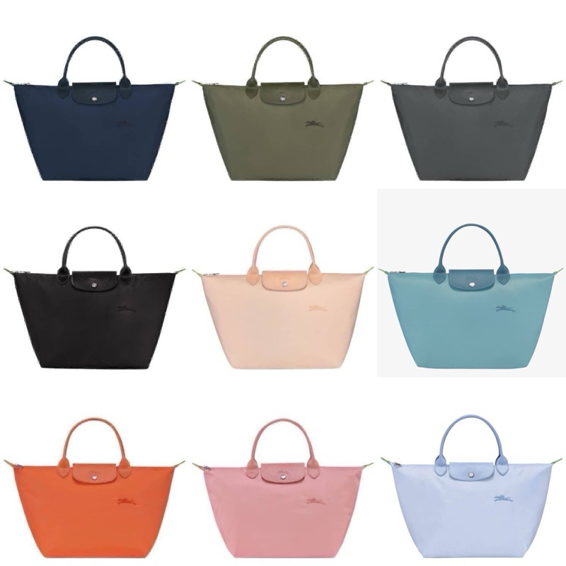 สด-ผ่อน-กระเป๋า-longchamp-new-คอลเลคชั่น-m-short-le-pliage-green-m-หูสั้น