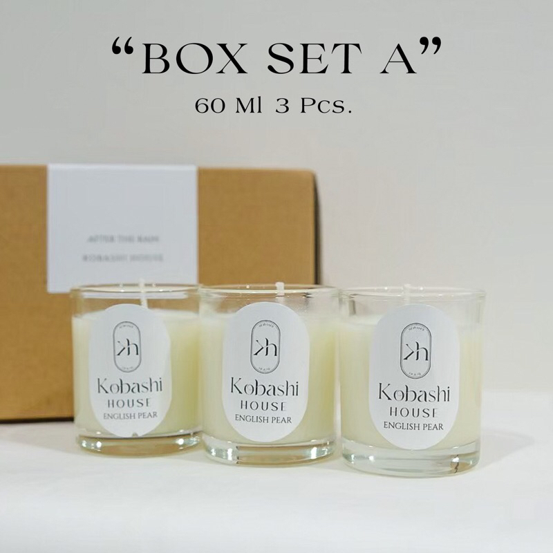 Box Set A ขนาด 60 ml 3 กลิ่น เทียนหอม soy wax candle ออแกนิก