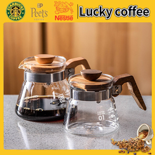 Lucky Coffee ดริปกาแฟ หม้อกาแฟ ชุดดริปกาแฟ แก้วกาแฟ กาดริป หม้อต้มกาแฟ พร้อมด้ามไม้