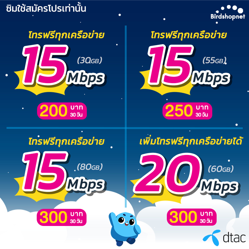 ภาพหน้าปกสินค้าซิมเทพ Dtac เน็ตไม่อั้น 20 Mbps , 15 Mbps , 4 Mbps + โทรฟรีทุกเครือข่าย (จำกัดทั้งร้านไม่เกิน 1 ซิม ต่อ 1 ท่าน)