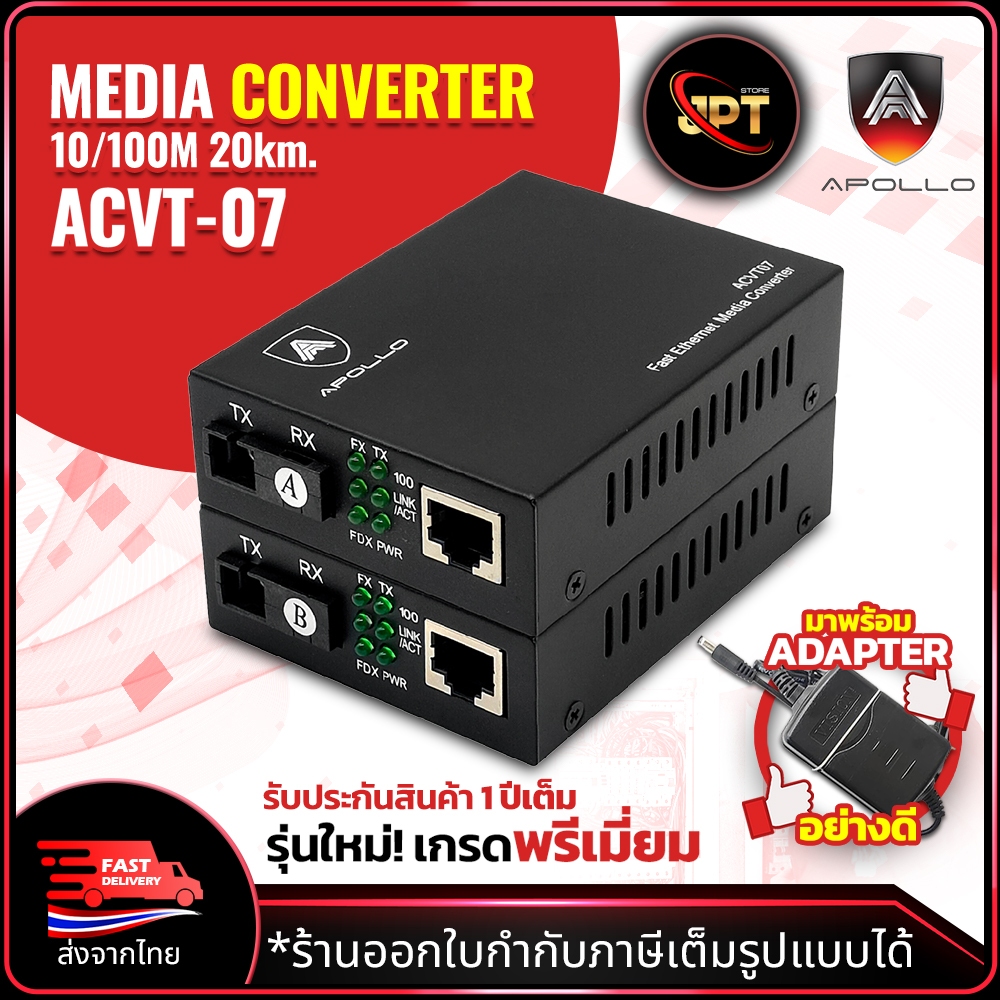 Apollo Media Converter Netlink มีเดีย คอนเวอร์เตอร์ 10/100Mbps 20kg ...