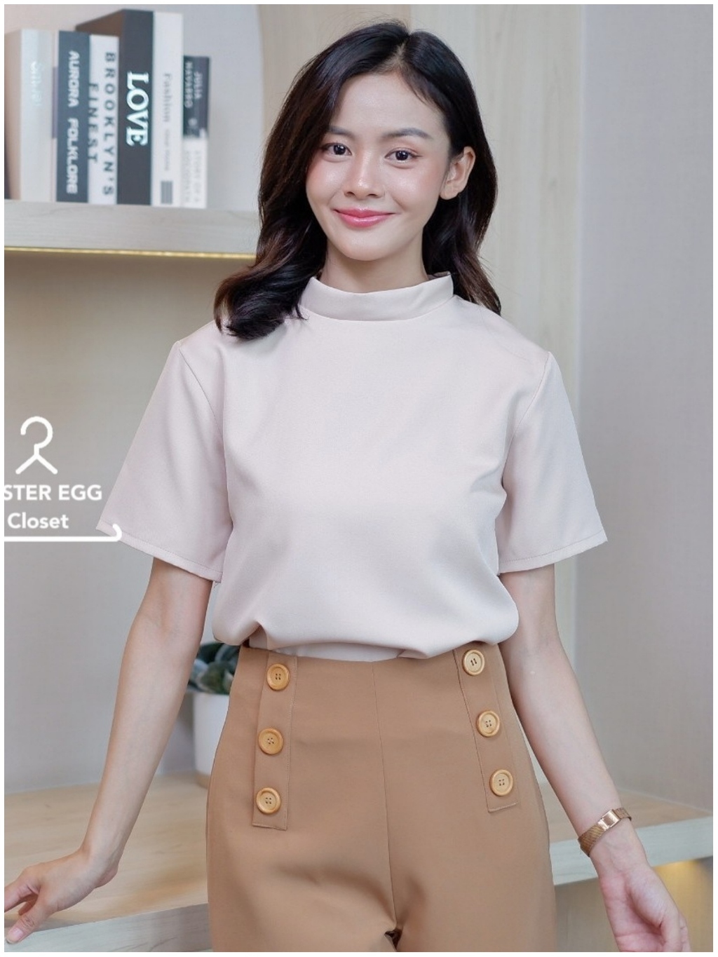 a02-เสื้อแขนสั้น-เสื้อทํางานผู้หญิง-ทรงคอเต่า-ใส่ทำงาน-ใส่เที่ยวได้-easter-egg