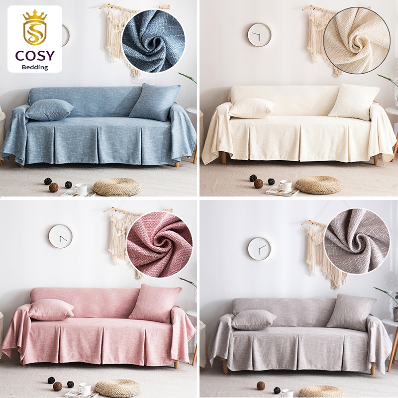 COSY ผ้าฝ้ายและผ้าลินิน ผ้าคลุมโซฟา ผ้าคลุมโซฟาเบด 200X260cm ผ้าคลุม ...