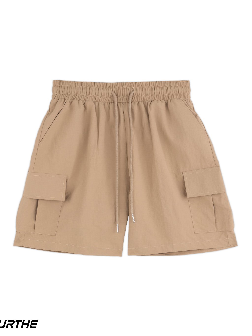 URTHE - กางเกงขาสั้น คาร์โก้ เอวยืด รุ่น CARGO SHORTS สี ดำ เทา น้ำตาล