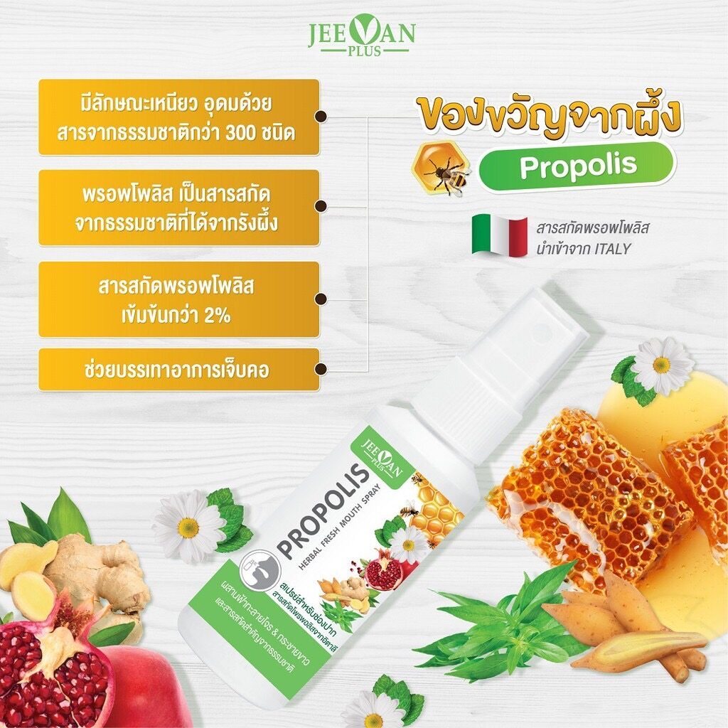 (1แถม1) Jeevan Plus Propolis Herbal Fresh Mouth Spray 30ml. จีวาน พลัส ...