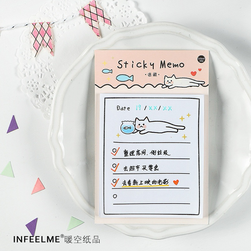 พร้อมส่ง> Infeel.Me กระดาษโน๊ตกาว 30แผ่น Sticky Memo | 6แบบ