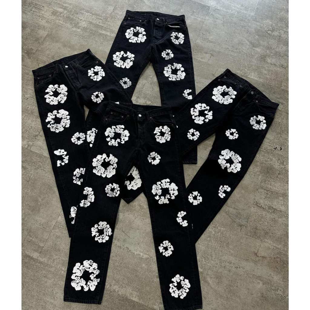 [ของแท้] Denim Tears THE COTTON WREATH JEANS BLACK พร้อมส่ง Shopee