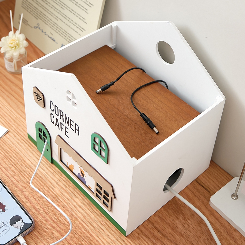 🏠 กล่องจัดระเบียบรางปลั๊กไฟ,เร้าเตอร์ Router WIFI รูปบ้านรุ่น CORNER ...