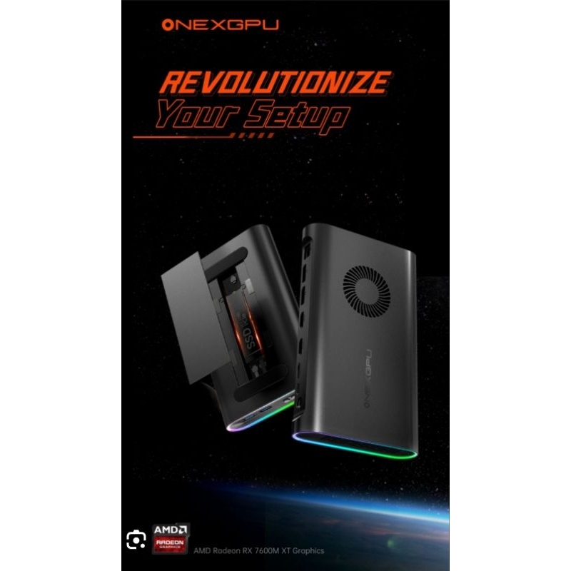 Onexplayer ONEXGPU AMD RX 7600M XT eGpu พกพามีไฟ Rgb การ์ดจอพกพา