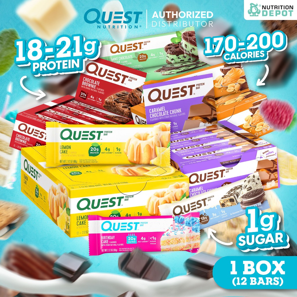 Quest Protein Bar 1 Box (12 Bars) โปรตีนบาร์ ขนมคลีน Shopee Thailand