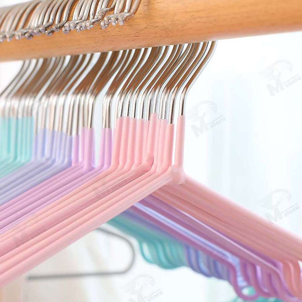 [โปรเด็ด!! ไม้แขวนเสื้อ] ไม้แขวนเสื้อ ไม้แขวนสแตนเลส เคลือบซีลีโคนกันลื่น 2ขนาด ผู้ใหญ่40cm*20cm เด็ก30cm*18cm CC0 - 5