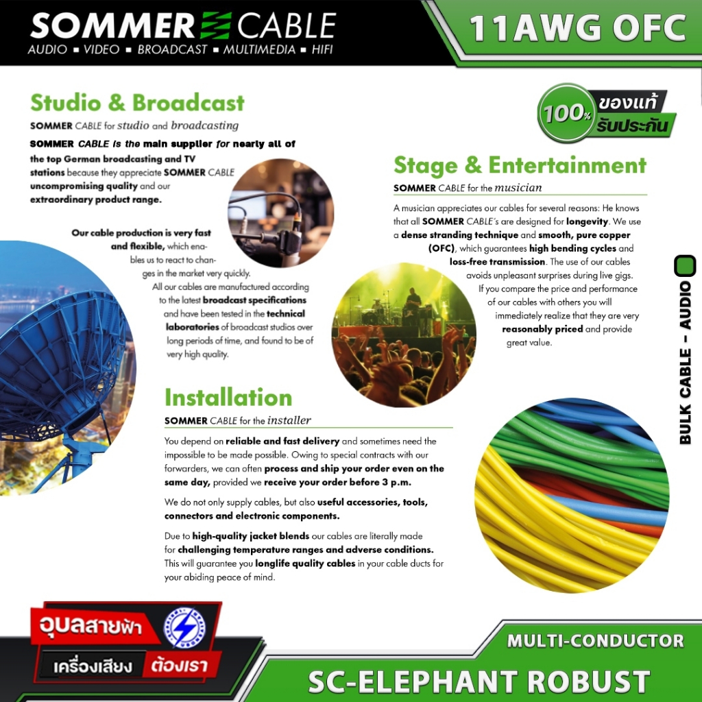 Sommer Cable SC Elephant SPM440 – 4x4,00 Mm² Luidsprekerkabel, 11 Mm, Professionele PA-kwaliteit