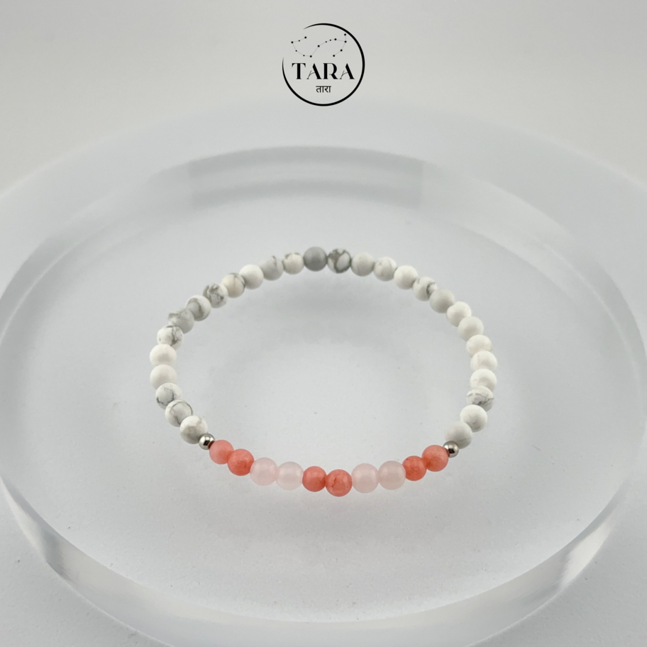 กำไลหินนำโชค หินแท้ 100% - รักยืนยาว Rose quartz • Howlite • Pink ...