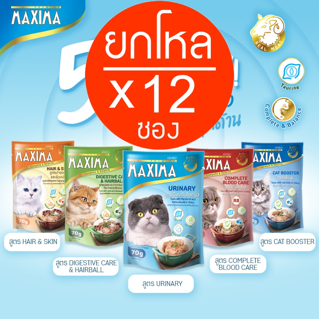 MAXIMA Cat Wet Food Premium Grade 70g อาหารเปียกแมว [12ซอง] (ยกโหล ...