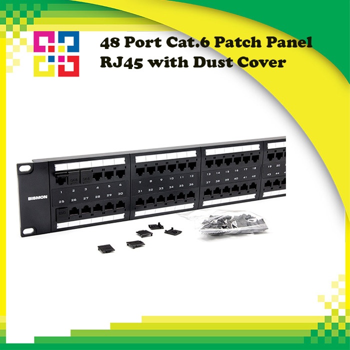 แผงกระจายสายแลน Patch Panel 48 Port Cat.6, RJ45 with Dust Cover ...
