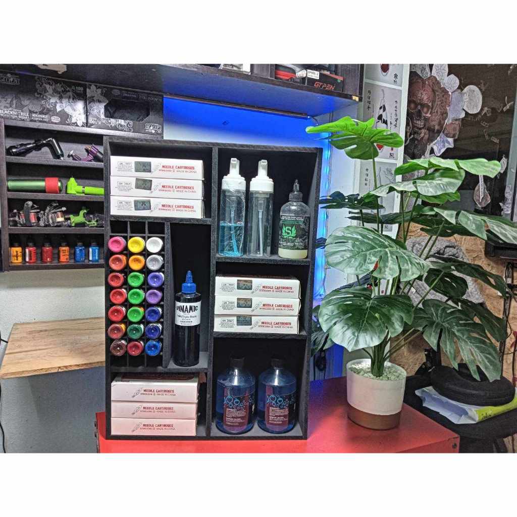 ชั้นวางหมึกสัก Ink Rack อุปกรณ์สัก อุปกรณ์ทั่วไป แบบไม้ สีดําด้าน งาน ...