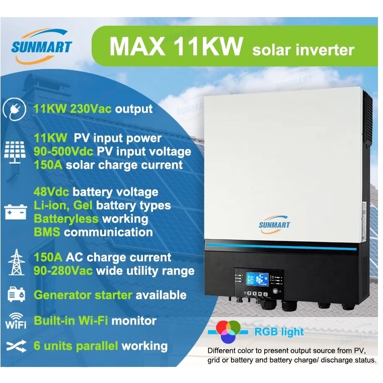 Hybrid Inverter OFF grid SUNMART 11kw -48V 1เฟส ขนานเครื่องได้ Pure ...