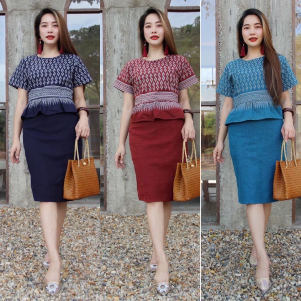 เดรสผ้าไทยลายขอ ไซส์ 40-52 ใส่ทำงาน-ออกงาน สวยแพงไม่เกรงใจ ยี่ห้อ [ชื่อร้าน/ไม่ระบุ]