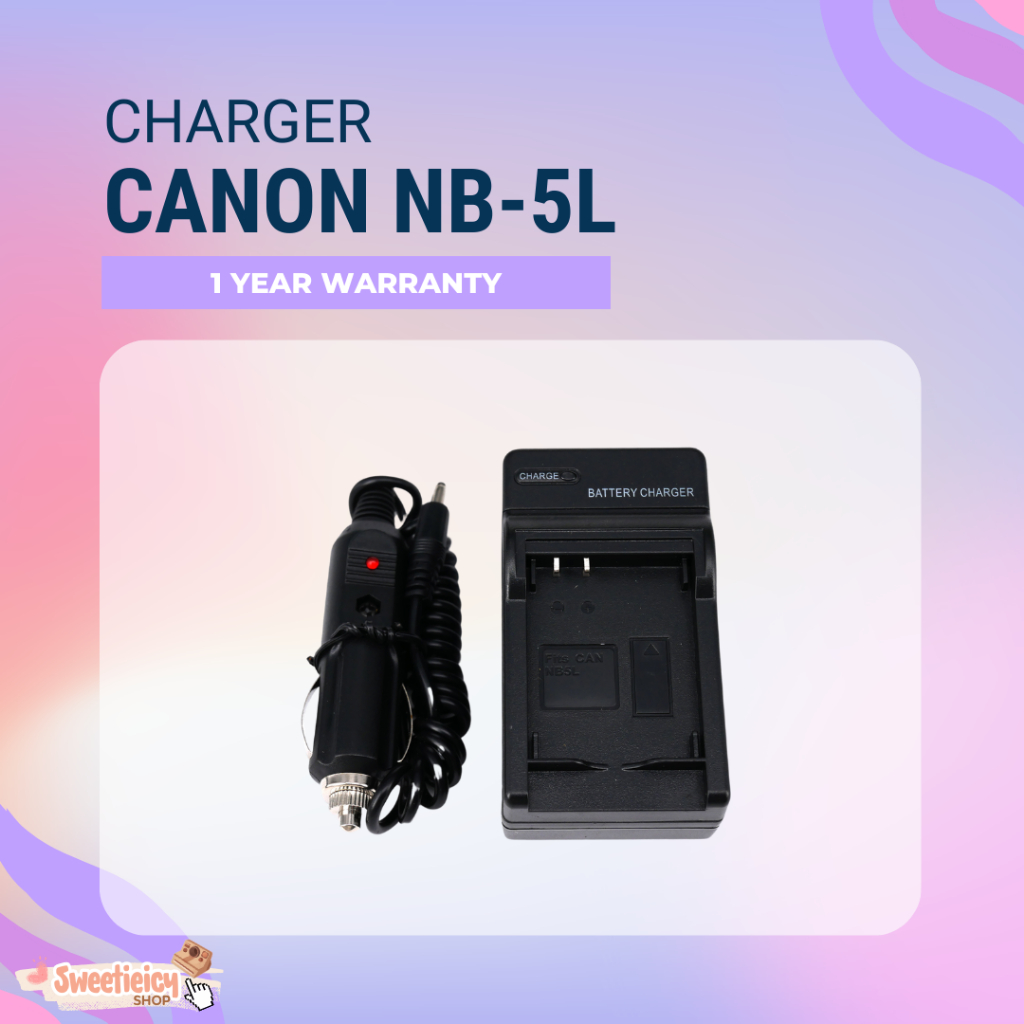 AccuCell Caricabatterie Rapido Per Batteria Canon NB-5L - Con Adattatore 12V Auto E Presa 100-240V