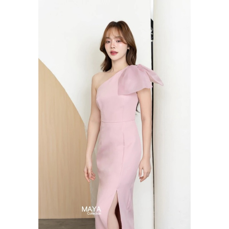 Maya G108 เดรสเบี่ยงข้างโบว์ใหญ่ ออแกนดี้ 3 สี เพื่อนเจ้าสาว 690.- ส่งฟรี มุมมองที่ 5