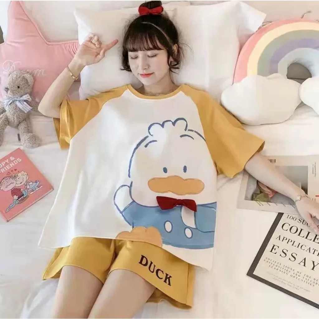 ชุดนอนผู้ใหญ่ ขนาด 5XL เซ็ตแขนสั้น-ขาสั้น ชุดนอนน่ารัก ชุดนอนลายการ์ตูน ...