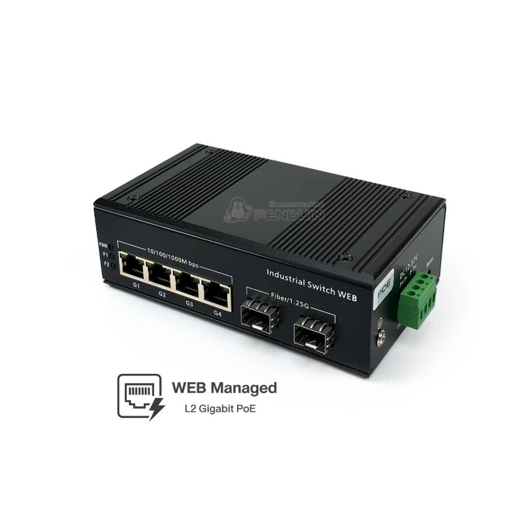 Full Gigabit Industrial Managed PoE Switch 4 Port + 2 SFP (WEB Managed ...