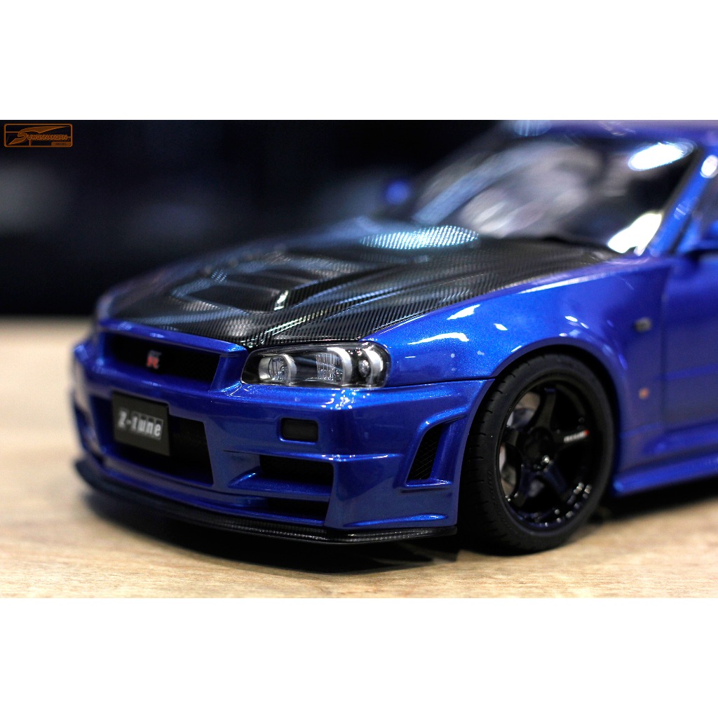 Auto Art 1/18 NISMO R34 GT-R Z-tune (BAYSIDE BLUE W/ CARBON BONNET ...