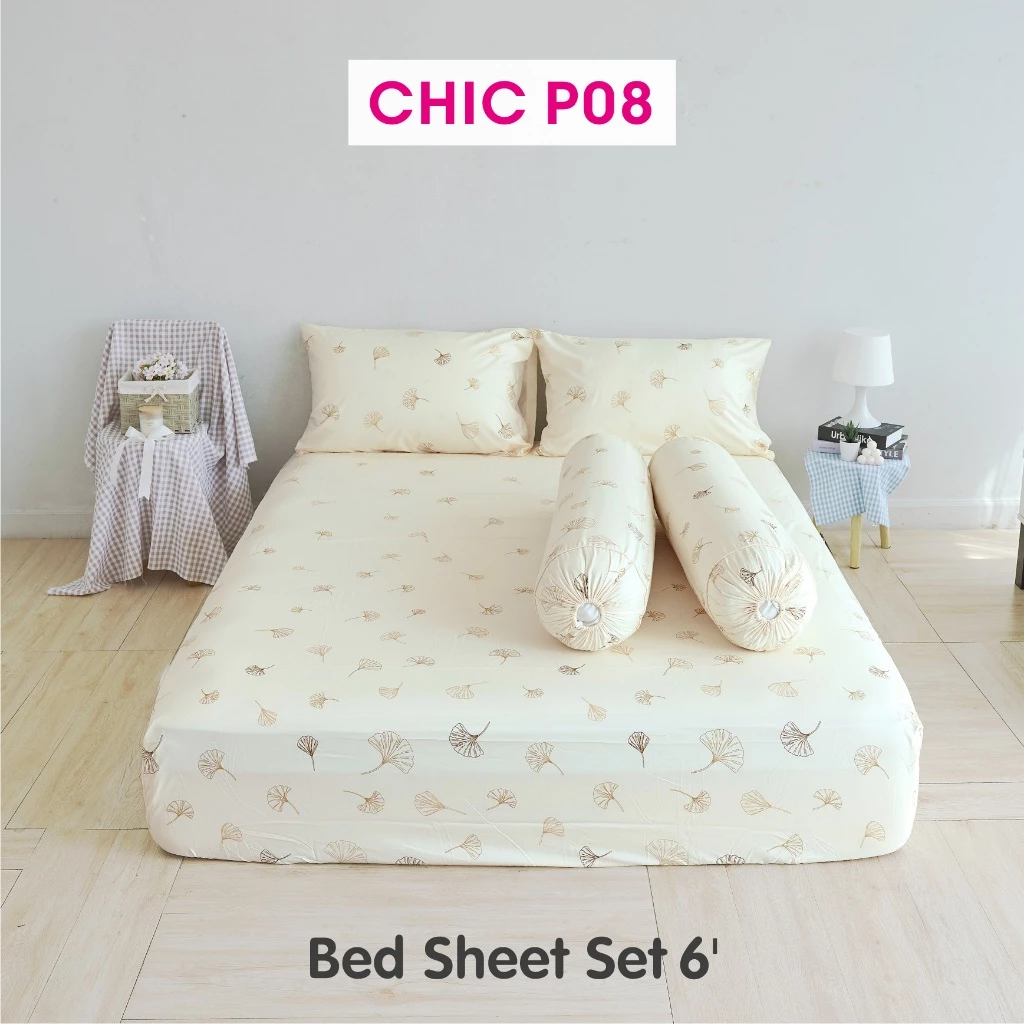 TULIP CHIC พิมพ์ลาย CHIC P08 ชุดเครื่องนอน ผ้าปูที่นอน ผ้าห่มนวม พิมพ์ลายใบแปะก๋วย