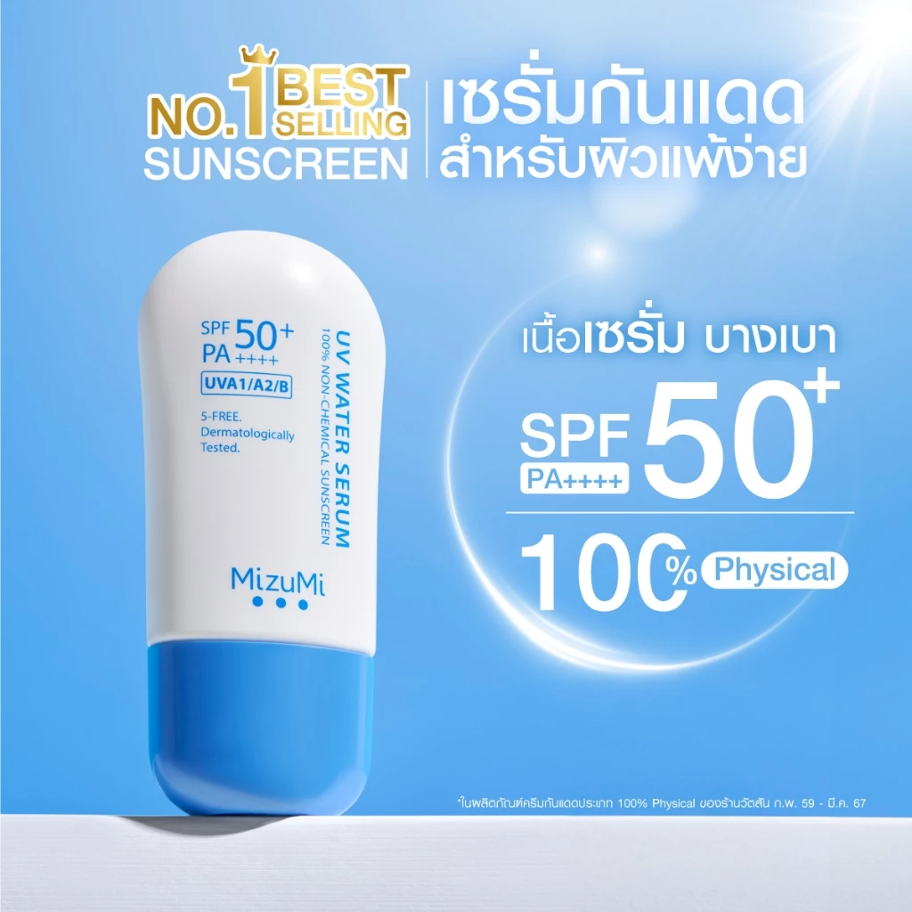 MizuMi UV Water Serum SPF50+ PA++++ 40g No.1 Best Selling Sunscreen เซรั่มกันแดด บางเบา ซึมไว ไม่อุดตัน