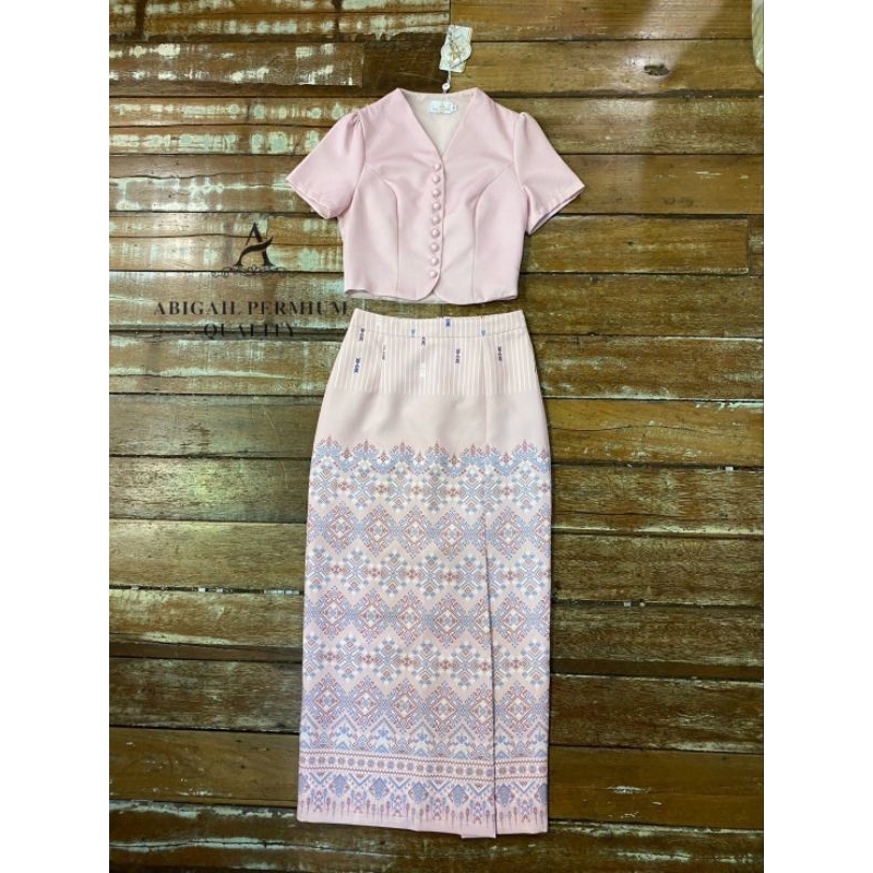 เซ็ทชุดไทยประยุกต์สีชมพูนม ABIGAIL ผ้าดีไซส์เป๊ะ พร้อมส่ง ราคา 790 มุมมองที่ 3