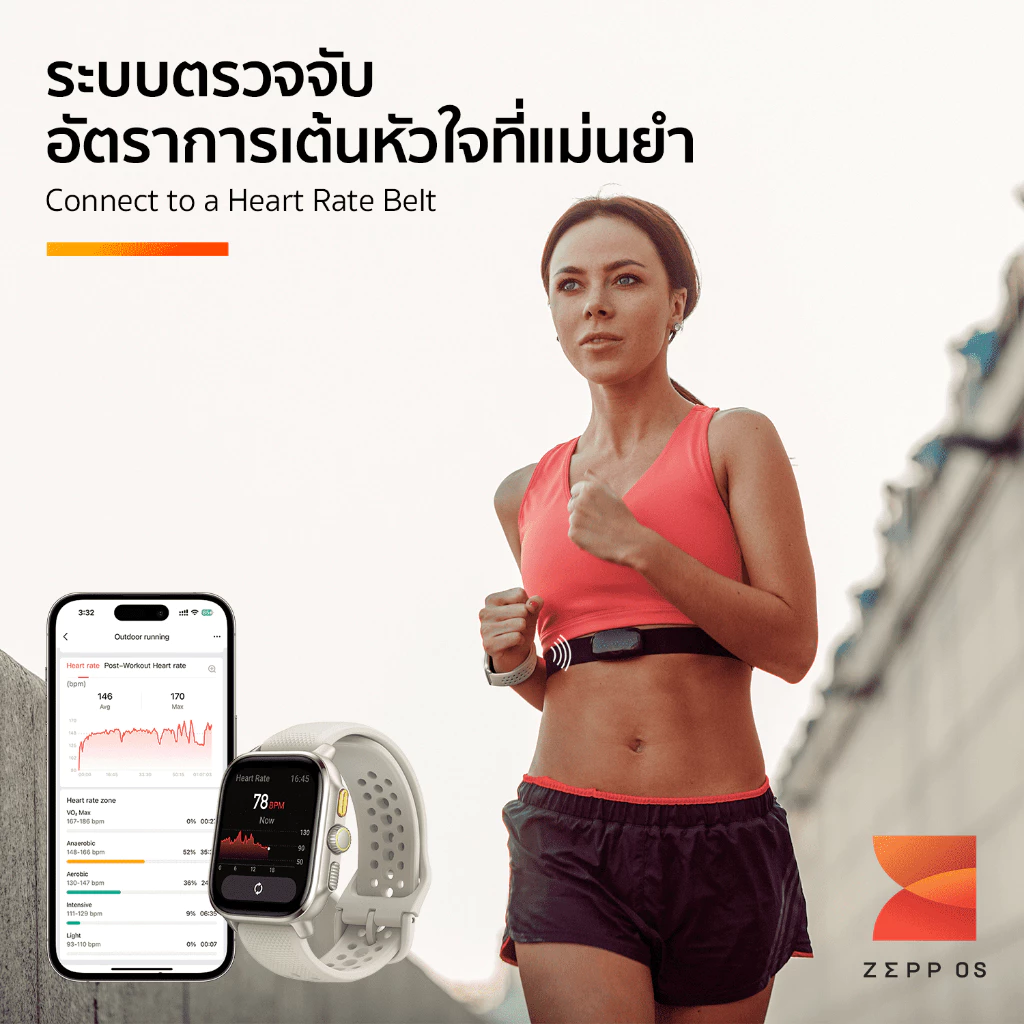 Amazfit Cheetah Square 44mm Smartwatch มี AI Coaching ใช้งานแผนออฟไลน์ ตรวจจับสุขภาพ 24 ชม.บางเบาคล่องตัว เหมาะกับกีฬา