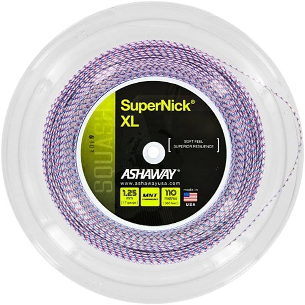 Ashaway SuperNick XL Titanium - Corda Per Squash In Multifilamento Con Rivestimento In Titanio - Spessore 1,25 Mm - Ideale Per Controllo E Durata