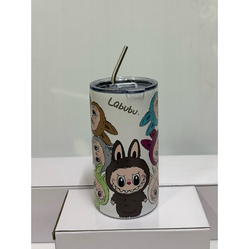 แก้วน้ำLabubu แก้วเก็บความเย็นสแตนเลส ลายการ์ตูนน่ารักพร้อมหลอดดูดน้ำ ...