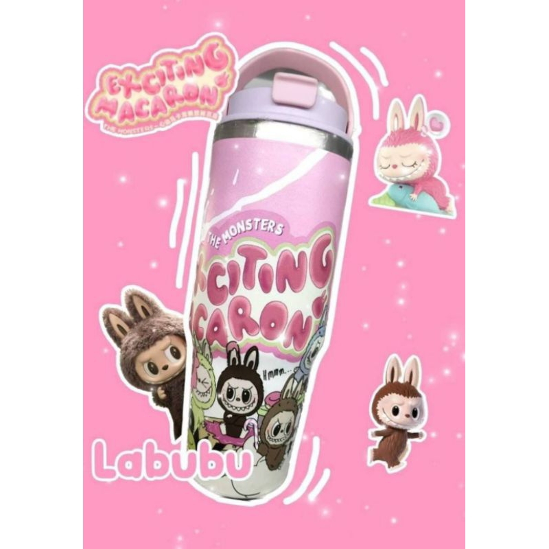 แก้ว Labubu เก็บความเย็น ทำจากสแตนเลส304 พร้อมหลอด+ฝา +กล่อง ขนาด890ml ...