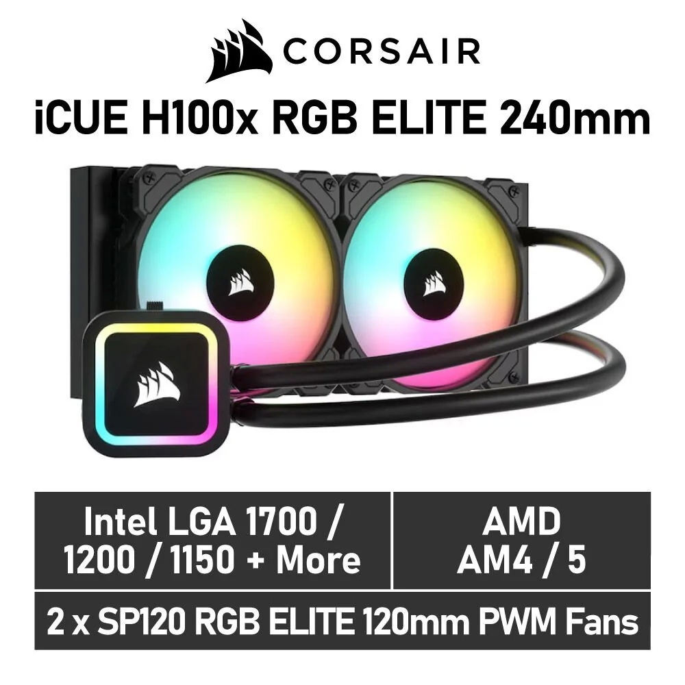 CORSAIR iCUE H100x RGB ELITE Liquid CPU Cooler (CW9060065WW2