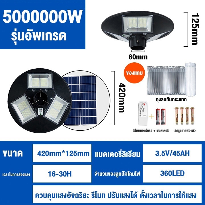 【รับประกัน30ปี】ไฟโซล่าเซลล์ UFO ไฟถนนยูเอฟโอ Solar Light ทรงกลม ...