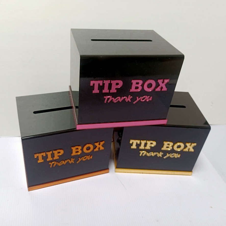 TIP BOXกล่องใส่เงิน (แบบใหม่ )อะคริลิค | Shopee Thailand