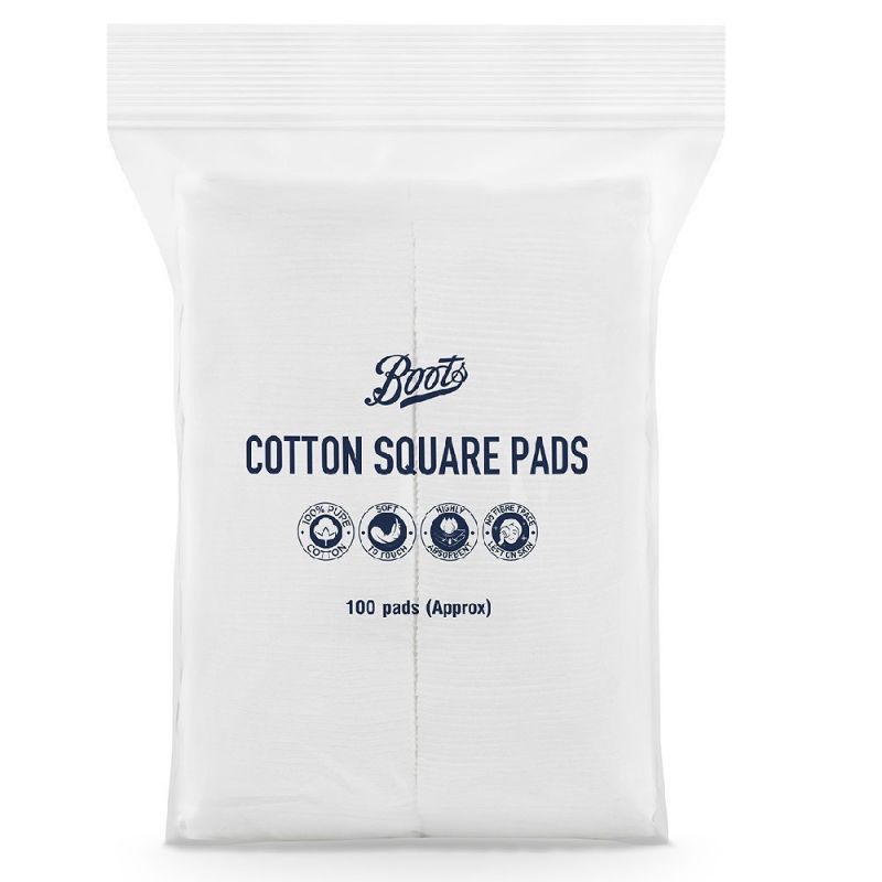 BOOTS COTTON SQUARE PADS 100S บู๊ทส์ คอนเทิน สแควร์ แพดส์ 100 แผ่น (ไม่ ...